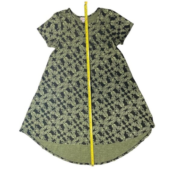 LULAROE "Simply Comfortable" Dress Size Small Green Black A-Line Hi-Lo Stretch - Picture 8 of 15